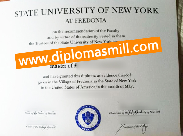 Custom replica SUNY Fredonia diploma