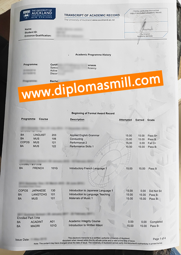 How to buy fake University of Auckland transcript?