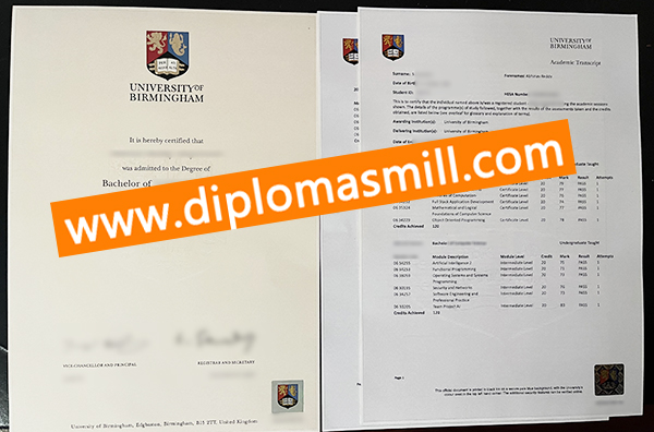 Order fake University of Birmingham degree transcript