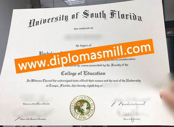 Supply replica University of South Florida certificate