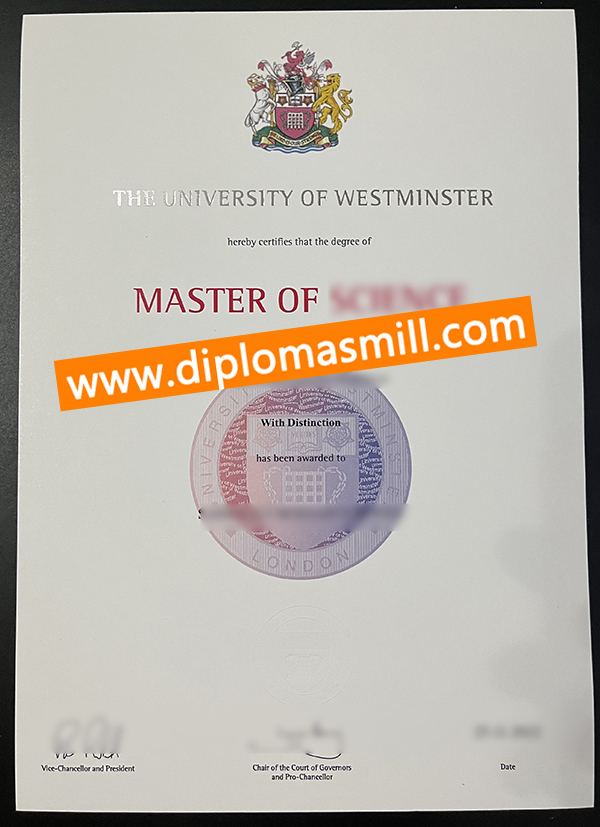 Print original University of Westminster diploma