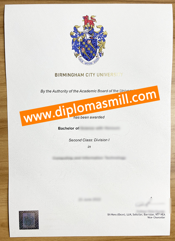 Custom cheap Birmingham City University certificate