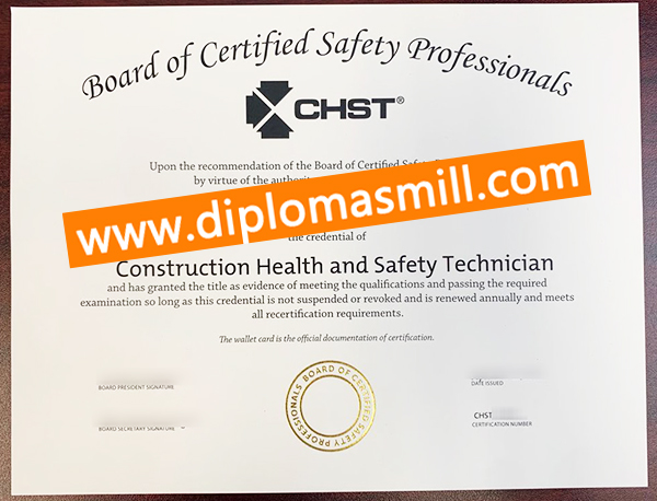 Pick up replica CHST certificate