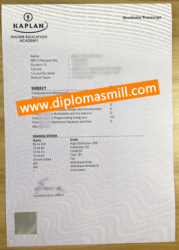 How long buy fake Singapore Kaplan transcript?