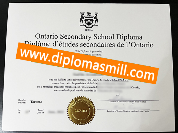 Sale Canada Ontario Secondary School degree