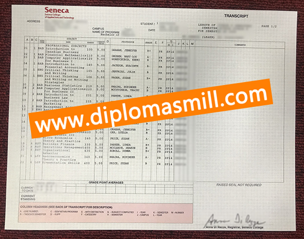 Make cheap Seneca College fake transcript