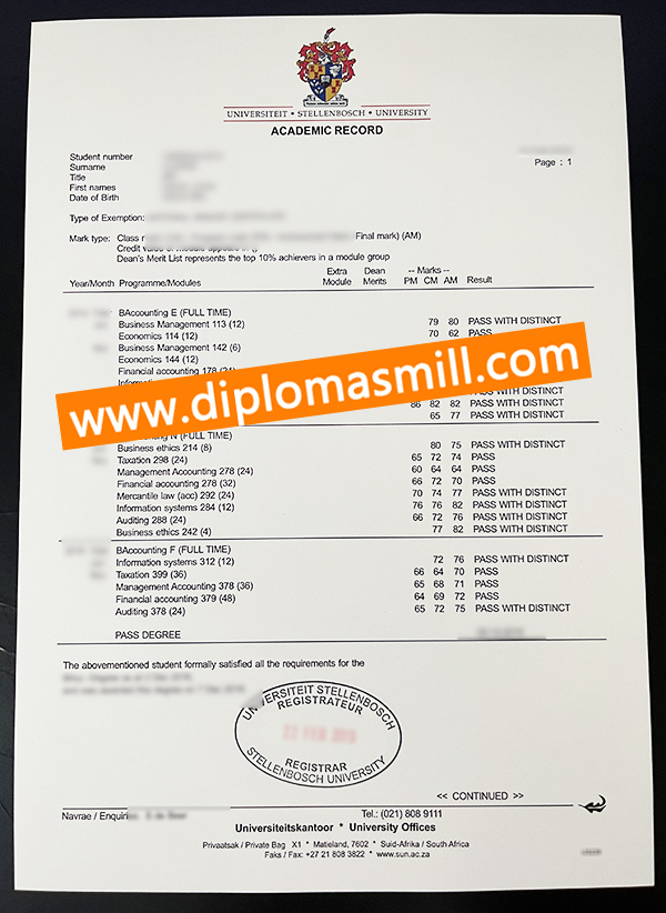 Where to get fake Stellenbosch University transcript?