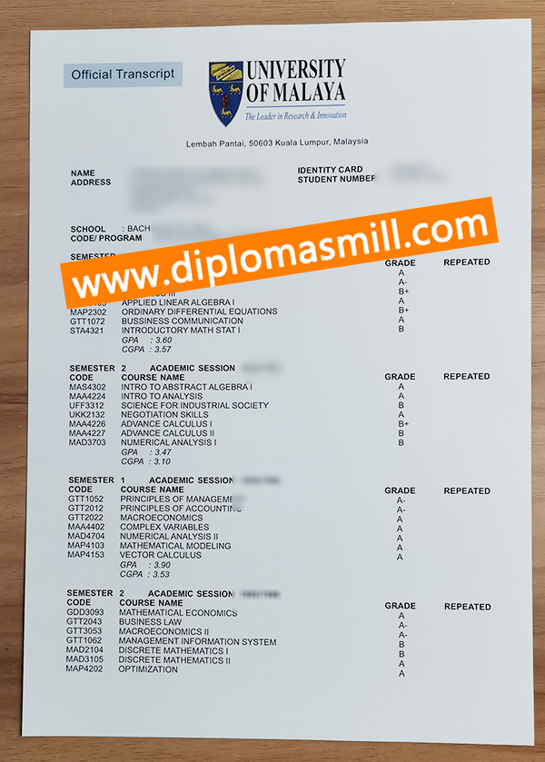 Create fake Universiti Malaya transcript fast