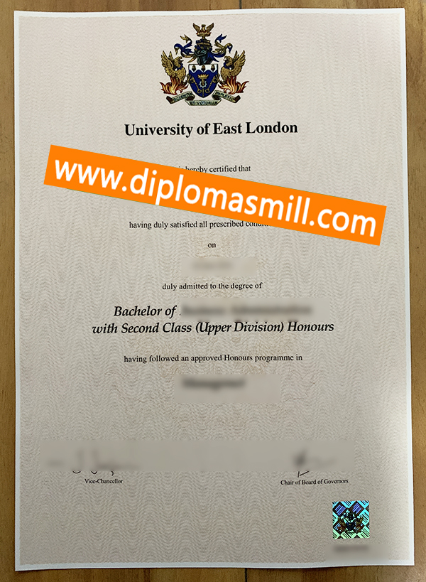 Print fake University of East London diploma