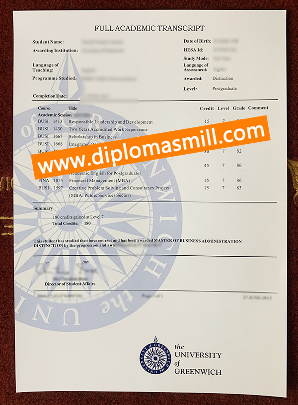 How to obtain fake University of Greenwich transcript?