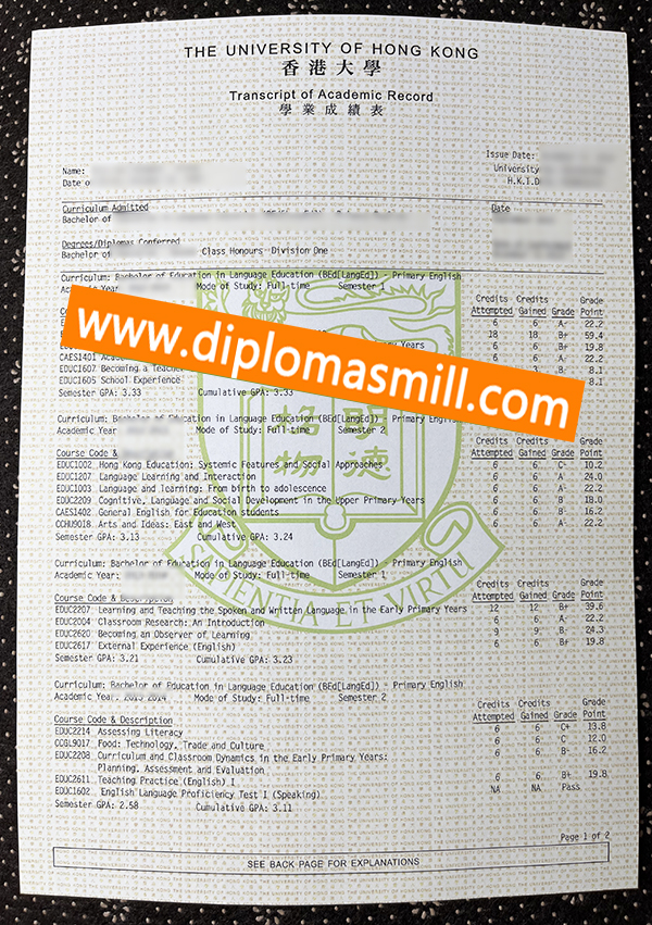 How to get fake University of Hong Kong transcript?