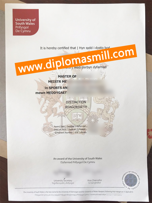 Custom official University of South Wales diploma
