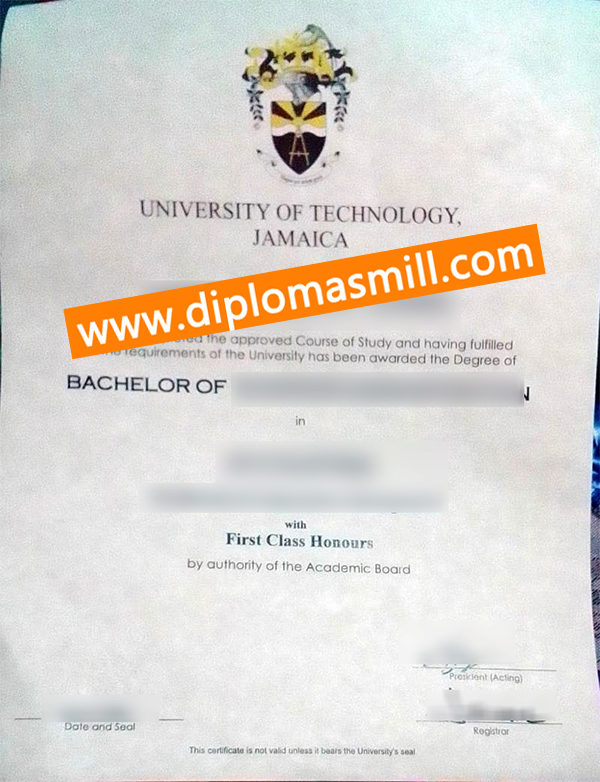 Custom fake University of Technology Jamaica degree