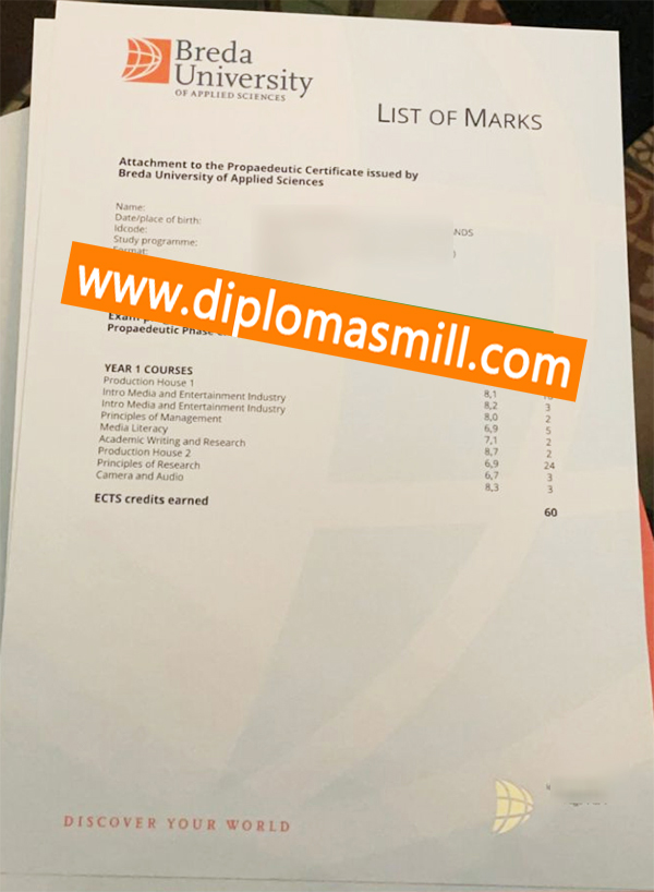 Where to order fake Breda University transcript?