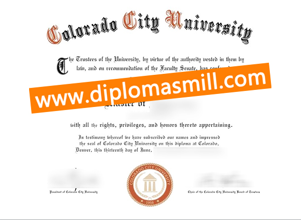 Custom fake Colorado City University diploma
