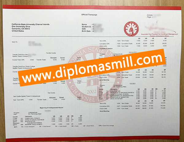 Pick up fake CSUCI transcript online