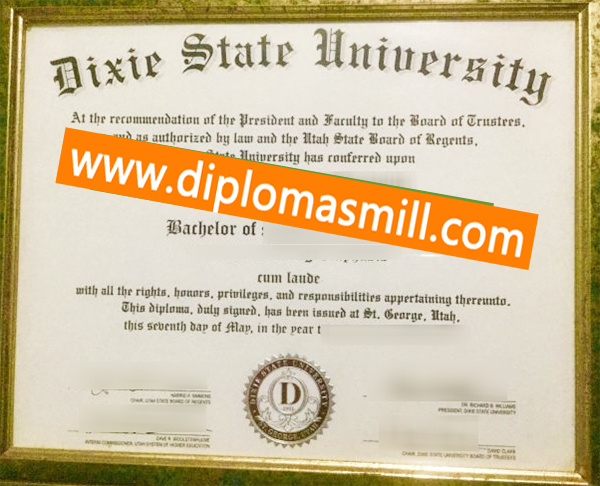 Supply replica Dixie State University diploma