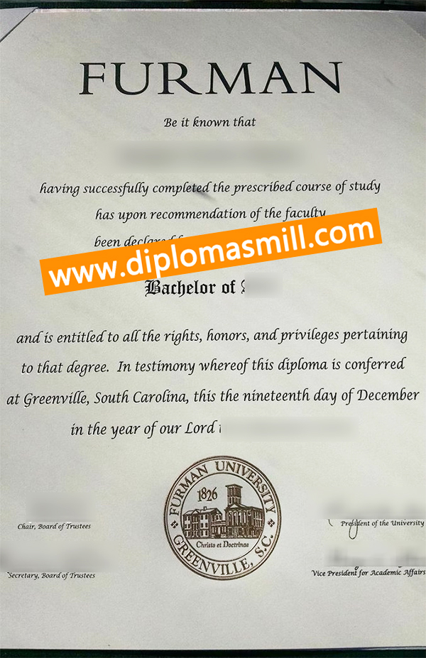 Create fake Furman University certificate online