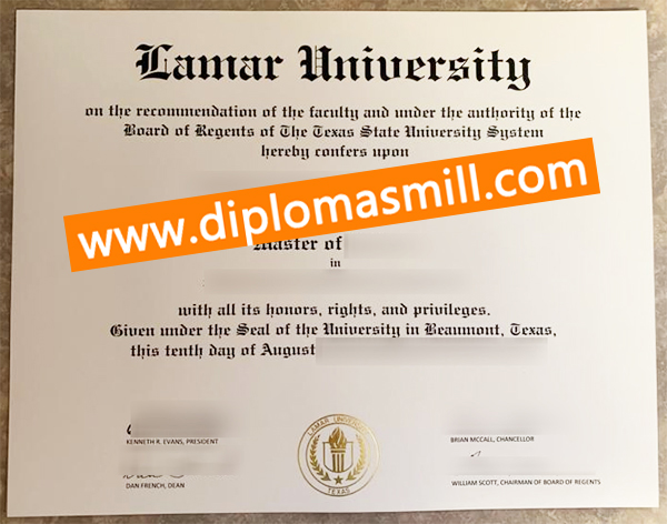Supply replica Lamar University diploma