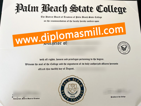 Custom fake Palm Beach State College degree
