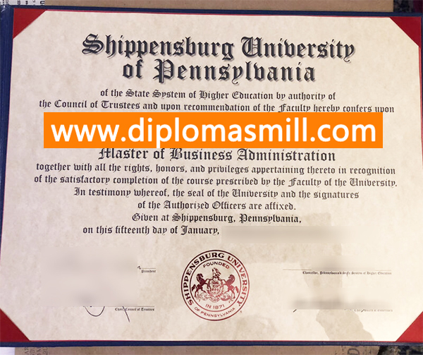 Custom fake Shippensburg University diploma