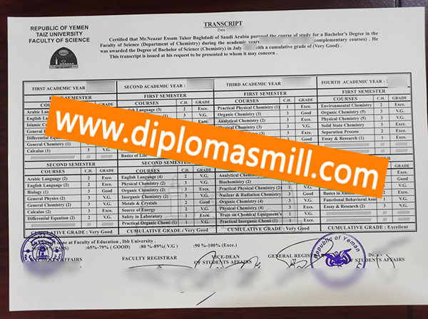 Order fake Taiz University transcript