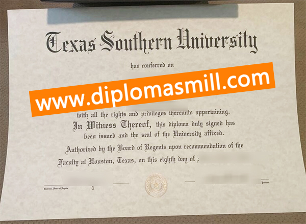 Fake Texas Southern University degree for sale