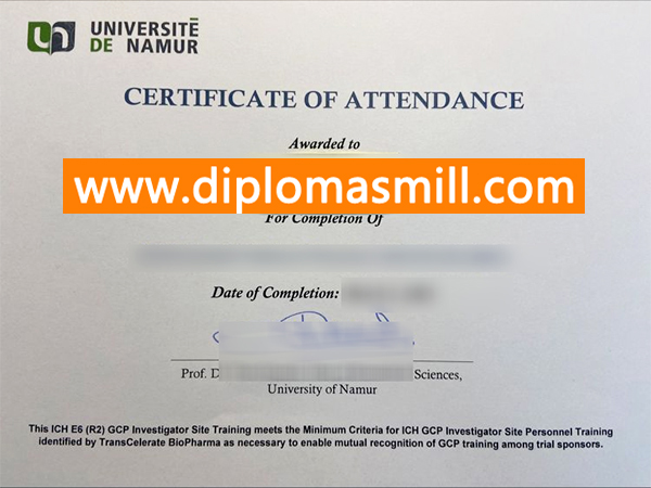 Fake Université de Namur degree for sale