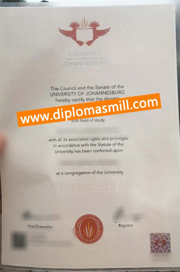 Shopping copy University of Johannesburg diploma